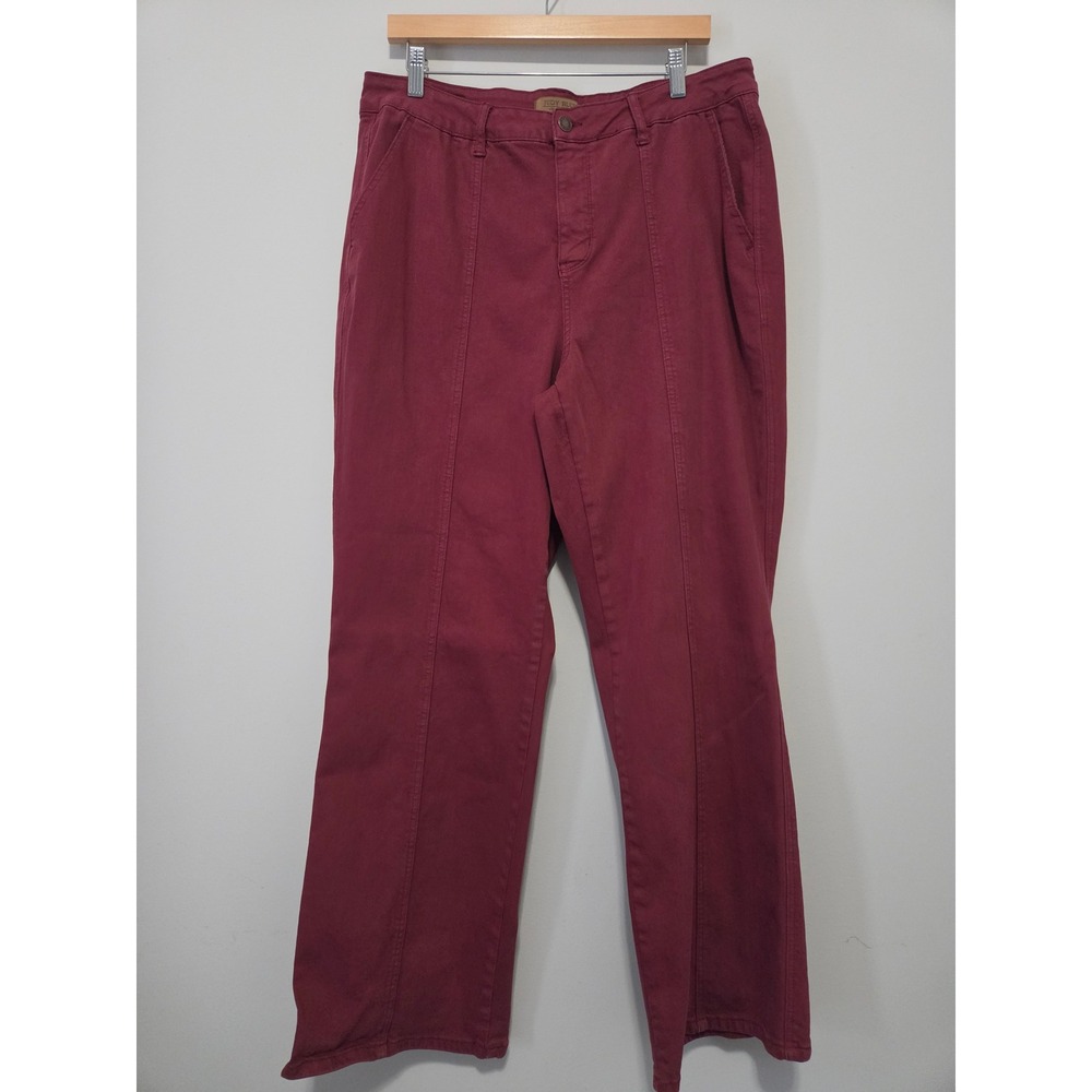 Judy Blue Burgundy Garment Dyed Wide Leg Seam Front Pants JB88800 Womens 20W